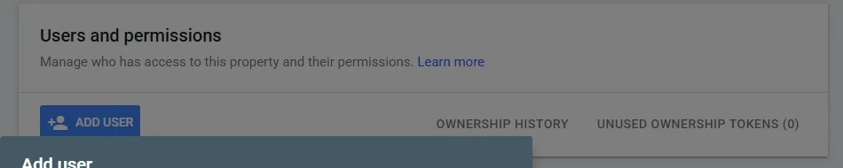 The blue Add user button on the Users and permissions screen